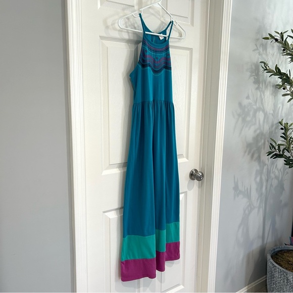 Gymboree Girl Maxi Dress 10/12 Large Embroidered Sleeveless Halter Keyhole Boho - Picture 3 of 12